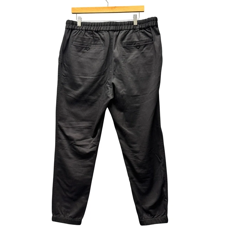 Banana Republic Traveler Joggers Mens Large Relaxed Tapered Fit Black Organic‎